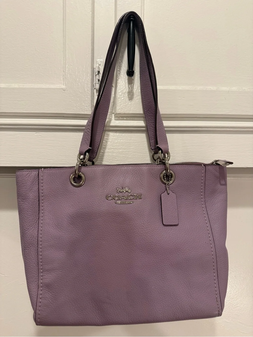 Coach Pebble Leather Shoulder Tote in Lavender